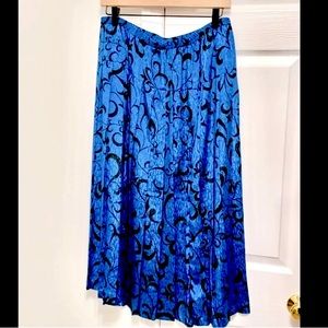 Vintage Paisley Moon Pleated Maxi Skirt Plus Royal Blue 20